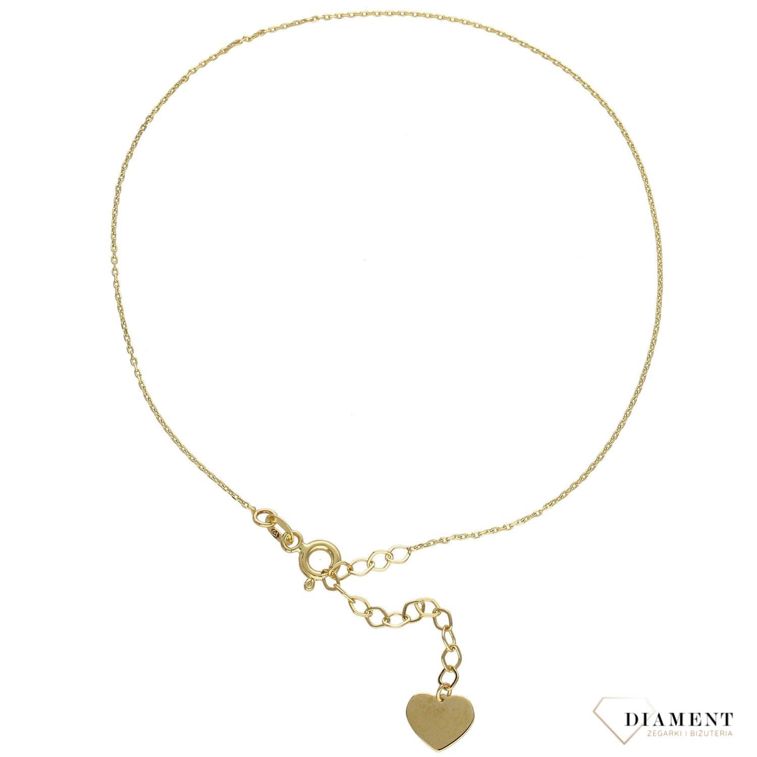 Złota bransoletka na nogę zakończona serduszkiem BR 4630.jpg